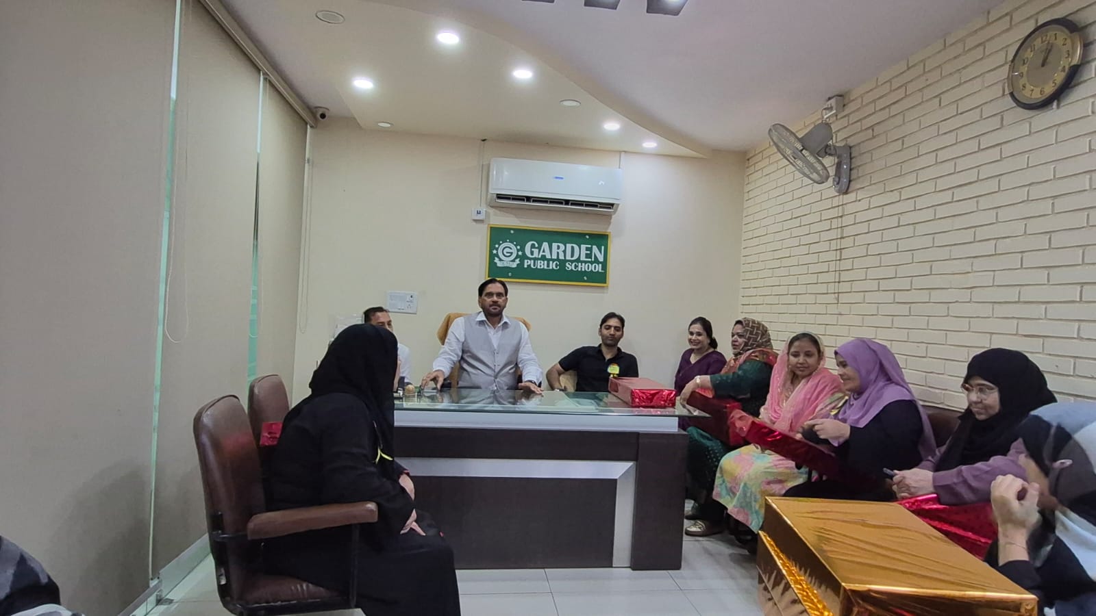 Teachers receiving a Teachers’ Day gift at Garden Public School